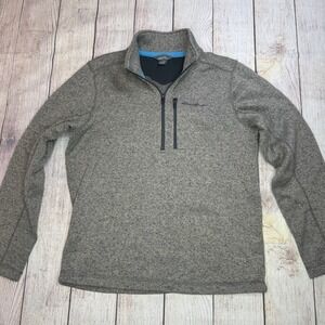 Eddie Bauer Men's‎ M 1/4 Zip Fleece Pullover Brown Polyester Sweater Jacket